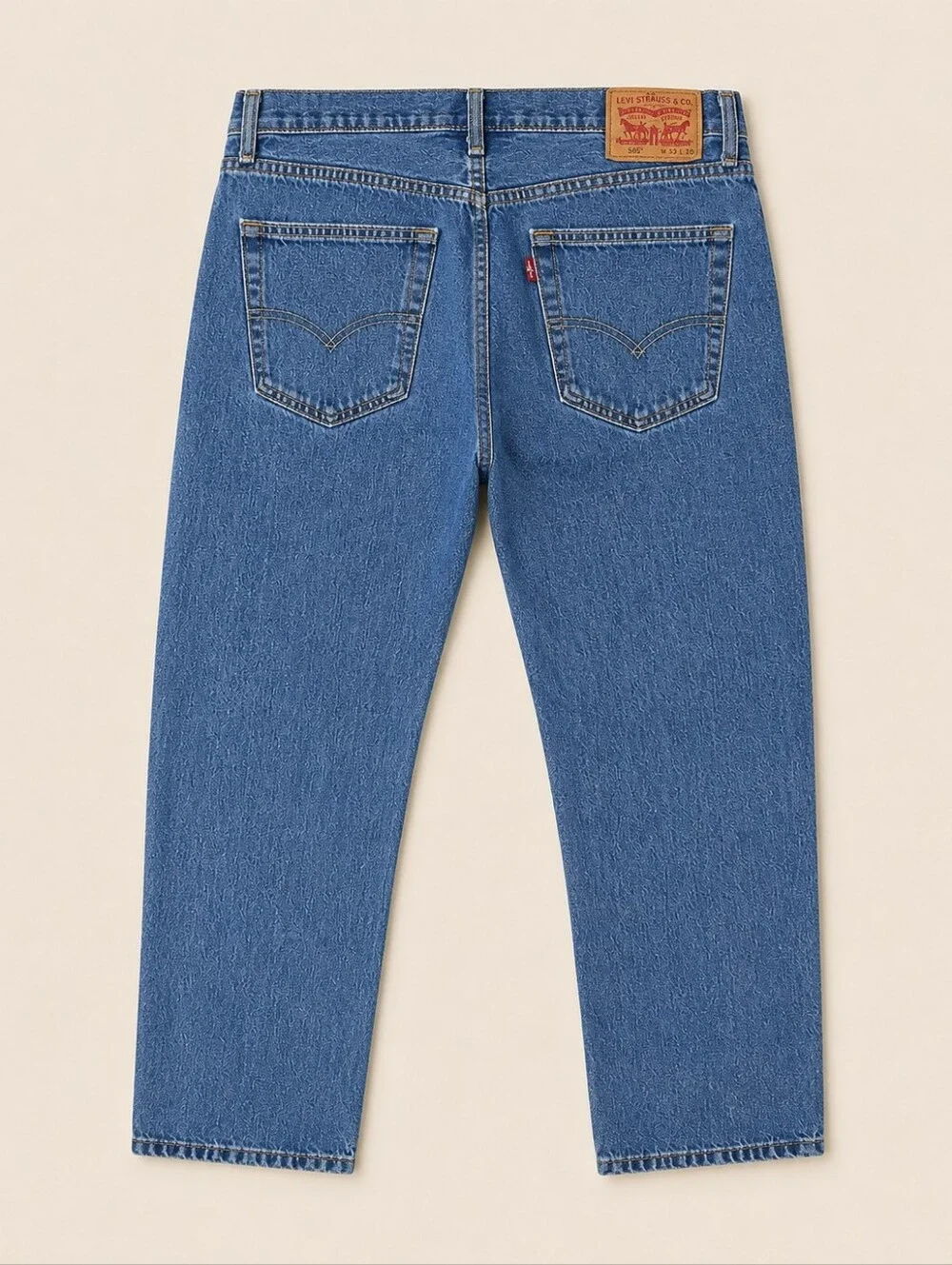 Levi's 505 Regular Straight Leg Medium Stonewash Blue Denim Jeans Men's 33x30